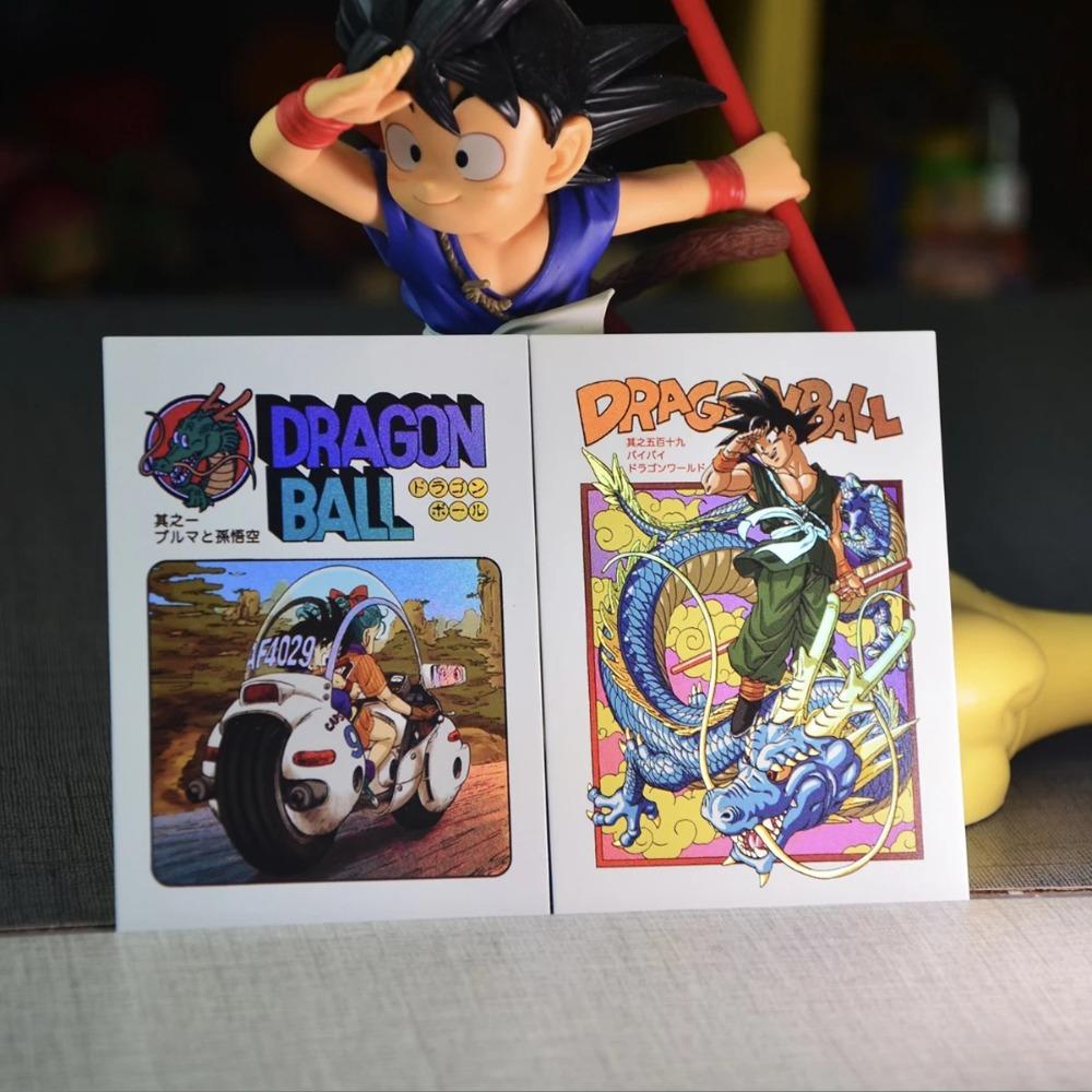 45Pz/set Dragon Ball Goku Copertina Fumetto Dorso Libro Opaco Laser Flash Card Gohan Bulma Fai da te Classico Anime Collezione Carte Giocattolo