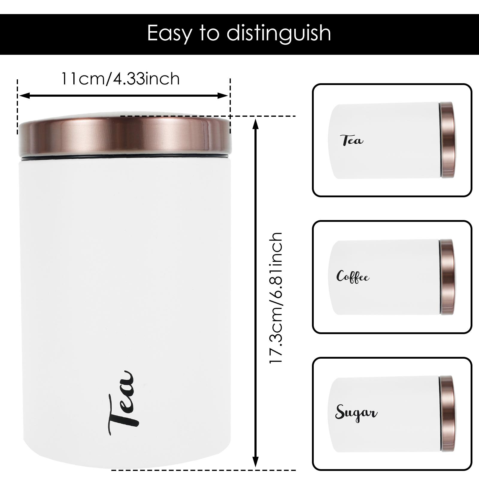 

3PCS/Set Sturdy Metal Kitchen Canisters with Stainless Steel Lids Airtight Tea Coffee Sugar Coffee Tea Sugar Container Set Home белый