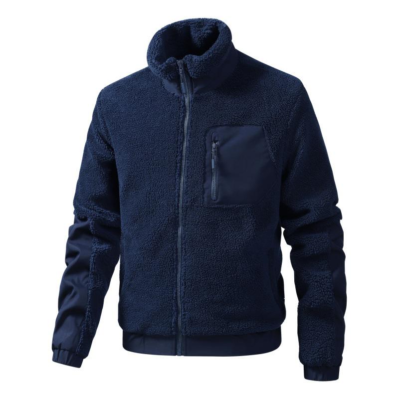 Men's Lambswool Fleece Stand Collar Jacket - Autumn/Winter Casual Cardigan