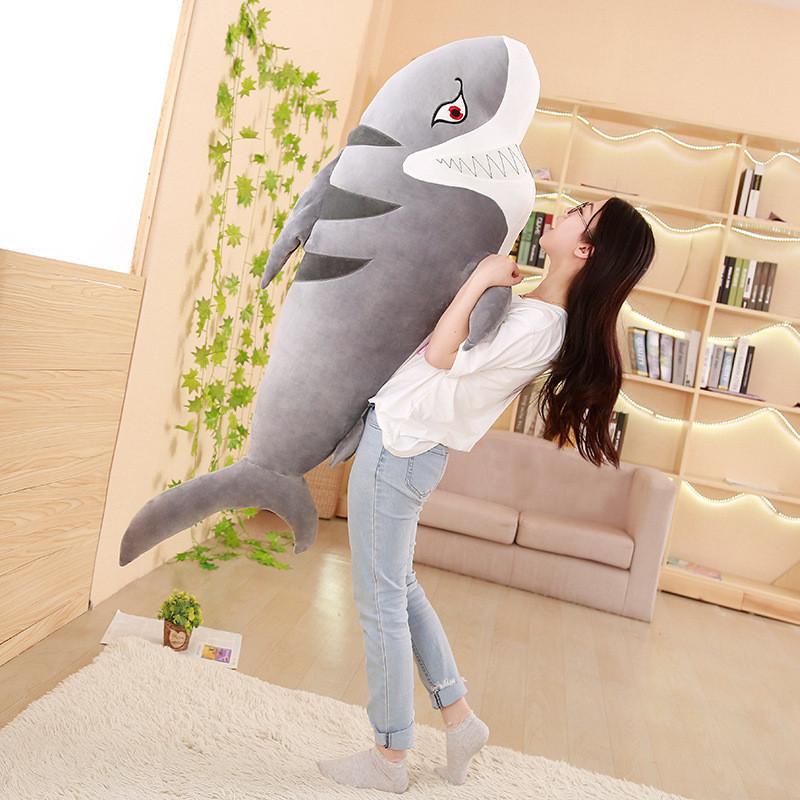 Plush Big Shark Toy White Shark Holding Sleep Ragdoll Child Female Birthday Gift