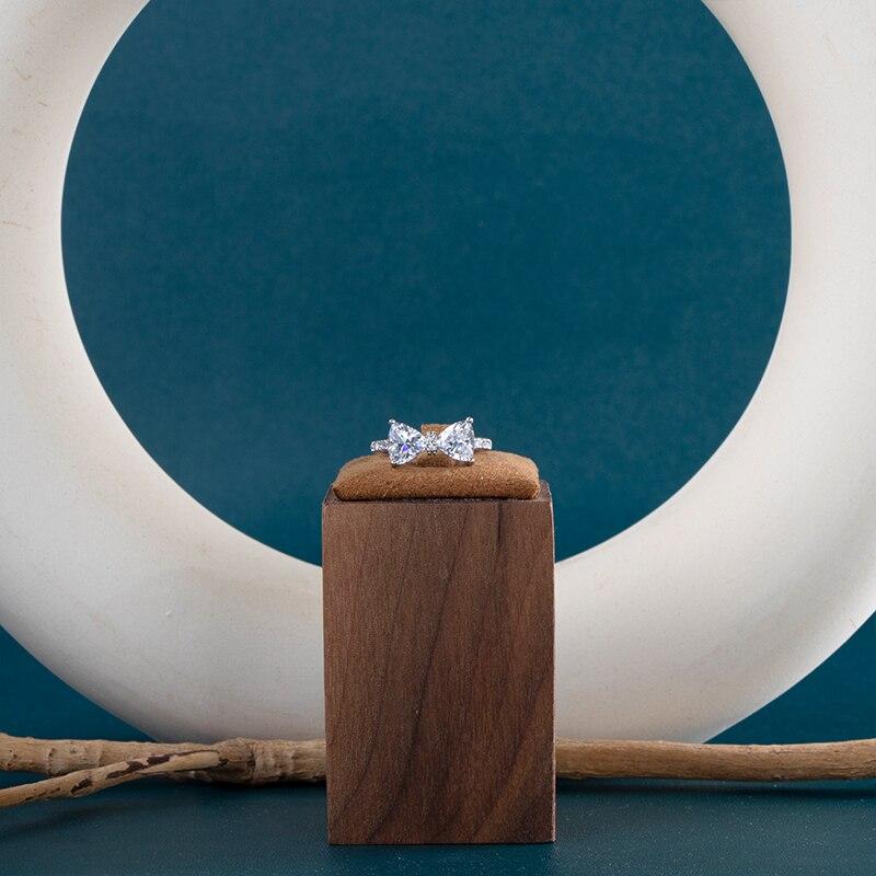 BELLA BOX Anelli di lusso color argento con fiocco per donna, pietre di zircone a forma di cuore, regali romantici, accessori eleganti, anello indossabile ogni giorno, caldo