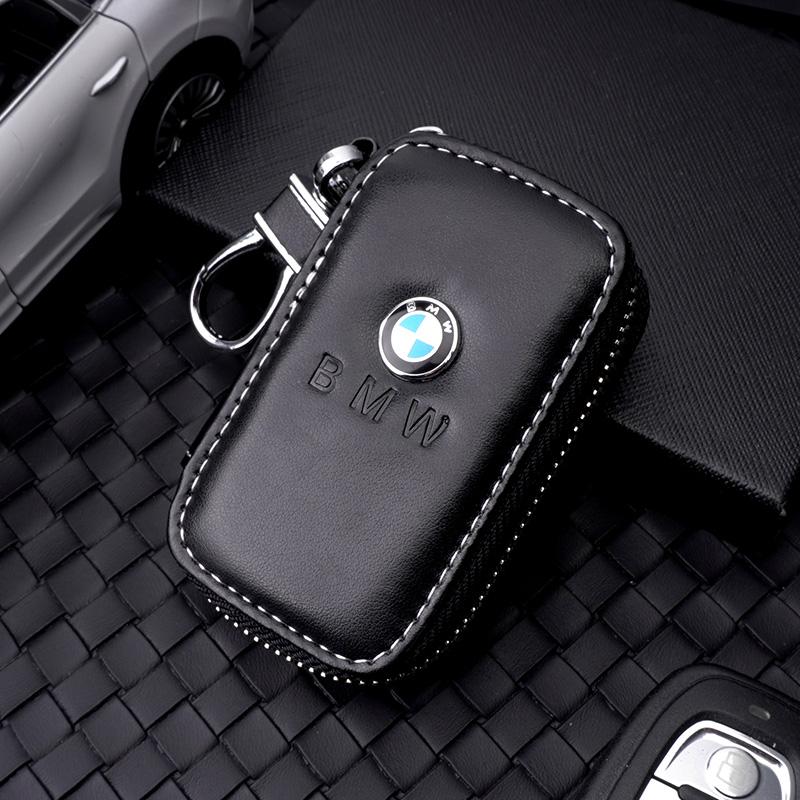 HBSW4 3D Logo Leather Car Remote Key Case Bag Keychain Storage Box For BMW M 1 3 5 7 Series E46 E90 E60 F30 F10 G30 G20 X1 X2 X3 X5 X7
