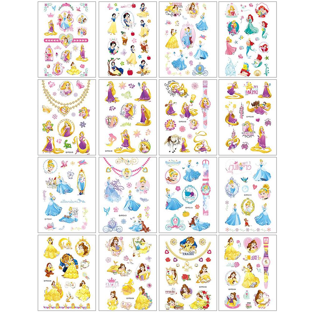 9.5 x 14.5cm Vinyl Paper Cartoon Princesses Stickers Temporary Tattoo For Kids