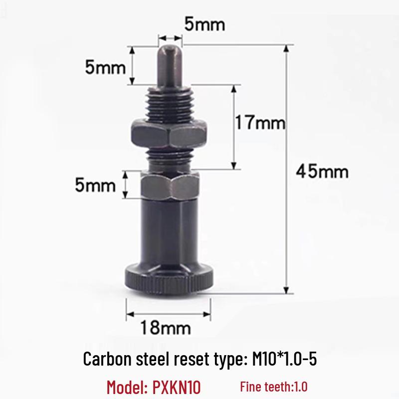 Stainless Steel/Carbon Steel Indexing Pin: Knob Plunger, Self-Locking, Re-Locking, Fine Thread, Complete Specifications