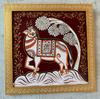 Painted Wooden Cow Wall Hanging: Indian Handicraft Decor