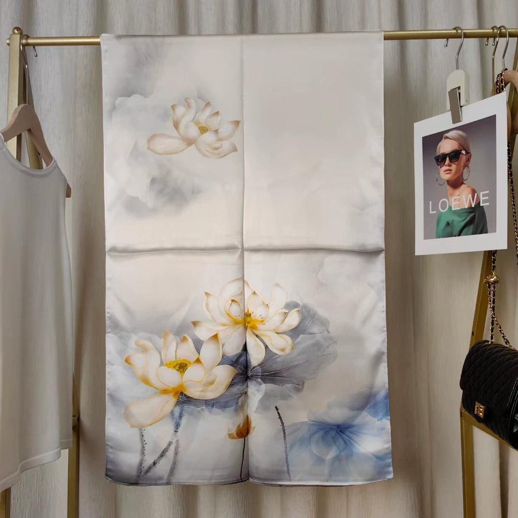 New Women Silk Scarf Long Pashmina Traditional Chinese Style 100% Mulberry Silk Scarf Business Gift Silk Scarves Gift for Mom