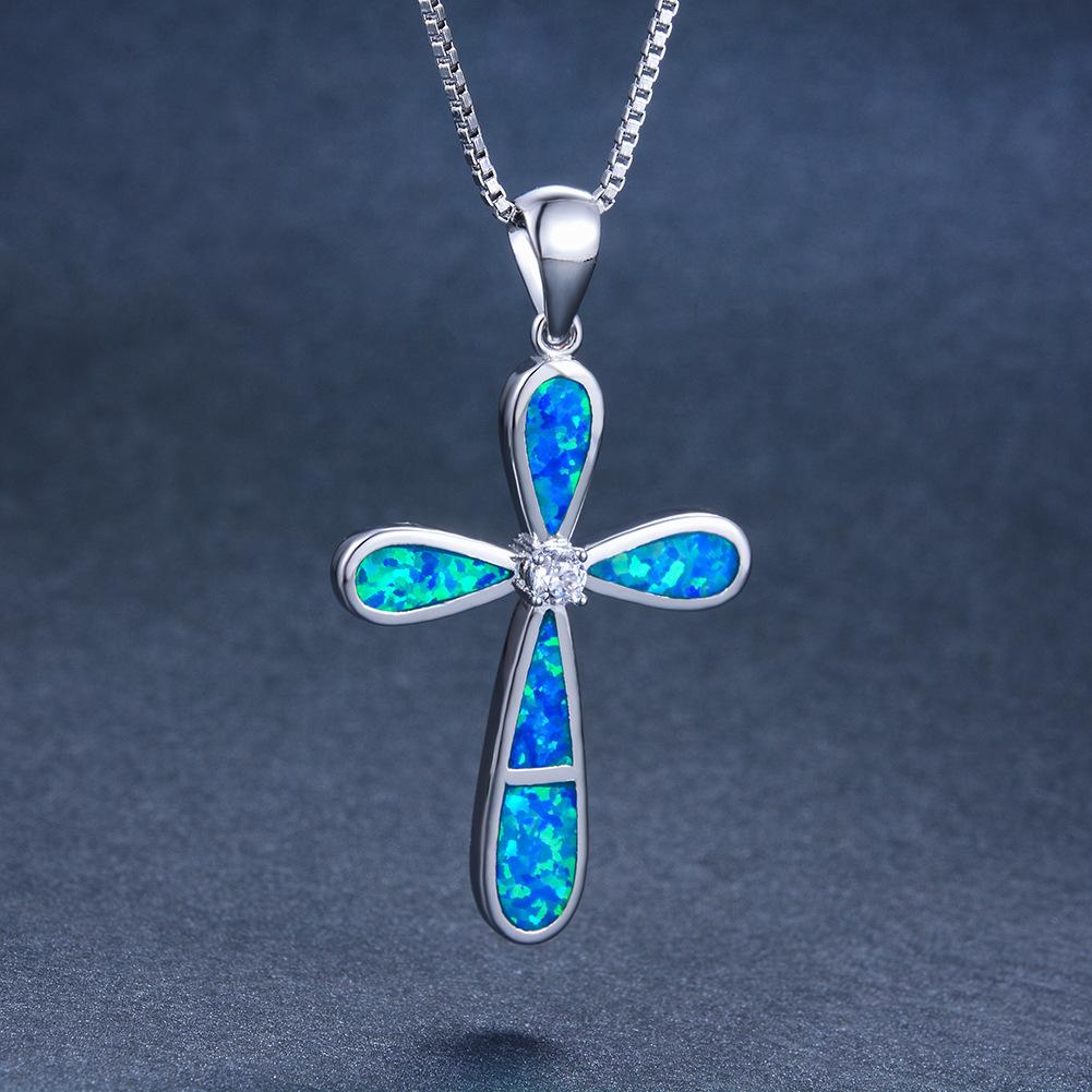 New Product Accessories European and American Cross Single Diamond Droplet Shaped Necklace Pendant Personalized Retro Accessory