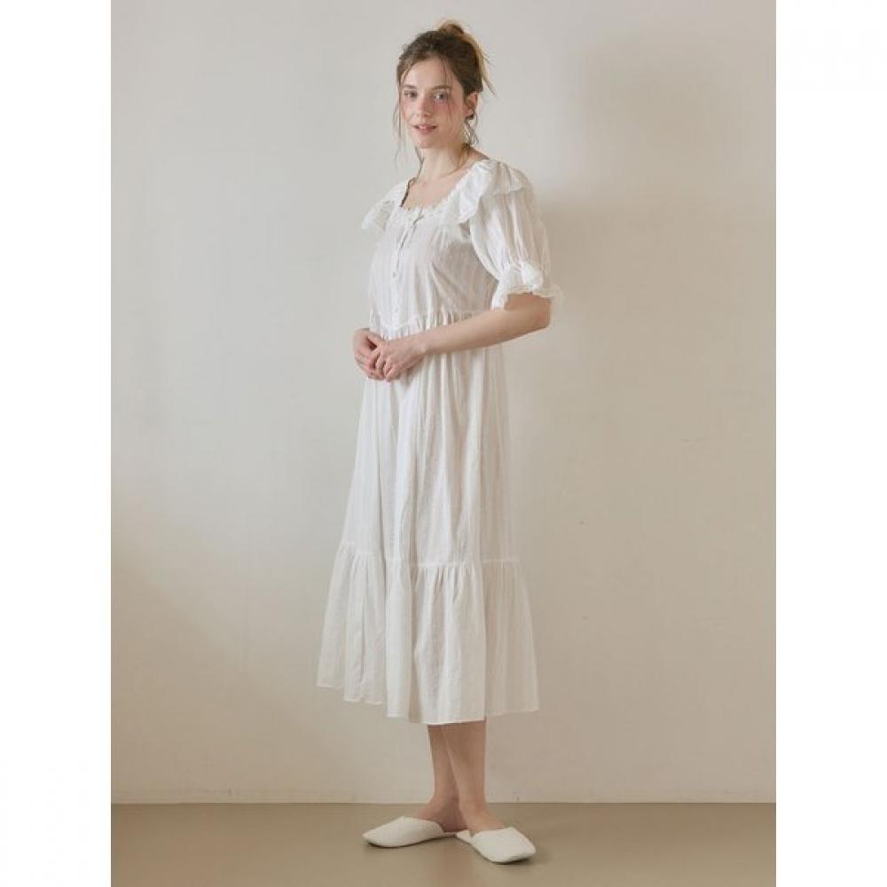 Lunaluz Women S Lilia Cotton Square Neck Short Sleeve dreSS Pajama