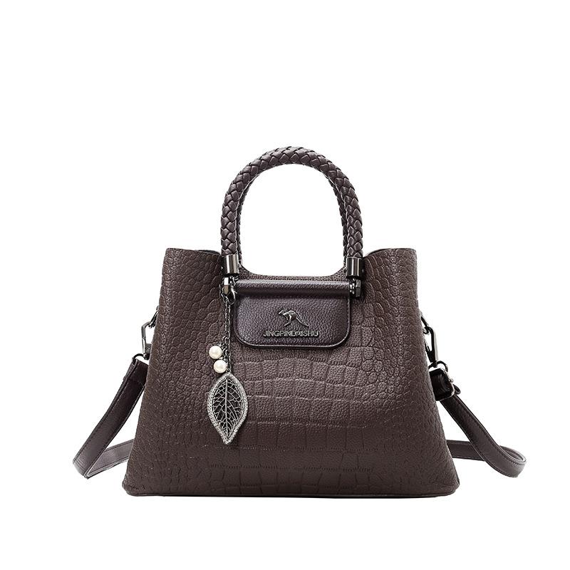 

Fashionable Women s Shoulder Bag Handbag Large Capacity Middle-aged Mother s Cross-body Simple High-end Feeling 31x12x23 коричневий