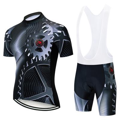 2026 Summer Breathable Cycling Suit Set, Gear Short-sleeved Cycling Suit Set, Sweat-absorbing Breathable Side Strip Short-sleeved Strap Cycling Suit
