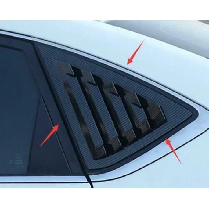 For Nissan Sentra Sedan 2013- Car Rear Louver Window Side Shutter Cover Trim Sticker Vent Scoop ABS Carbon Fiber Black Auto
