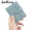 Baellerry Men and Women Multifunctional Short Purse Genuine Leather Wallet Ultra Thin Card Holder Unisex Billfold Snap Button Driver's License Bag