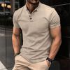 Camicia Estiva da Uomo Girocollo Maniche Corte Monocolore Pullover Bottoni Morbida Traspirante Casual Lunghezza Media Top da Lavoro Quotidiano da Uomo
