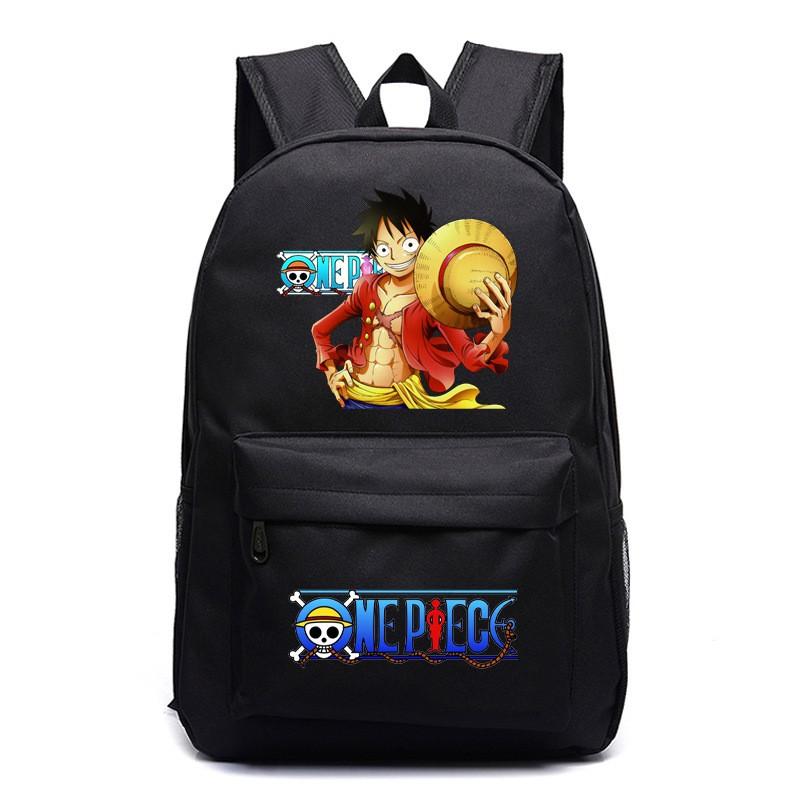 One Piece Anime School Backpack Kids Lightweight Ergonomic Dual-Shoulder Bag With Geometric Print Oxford Fabric