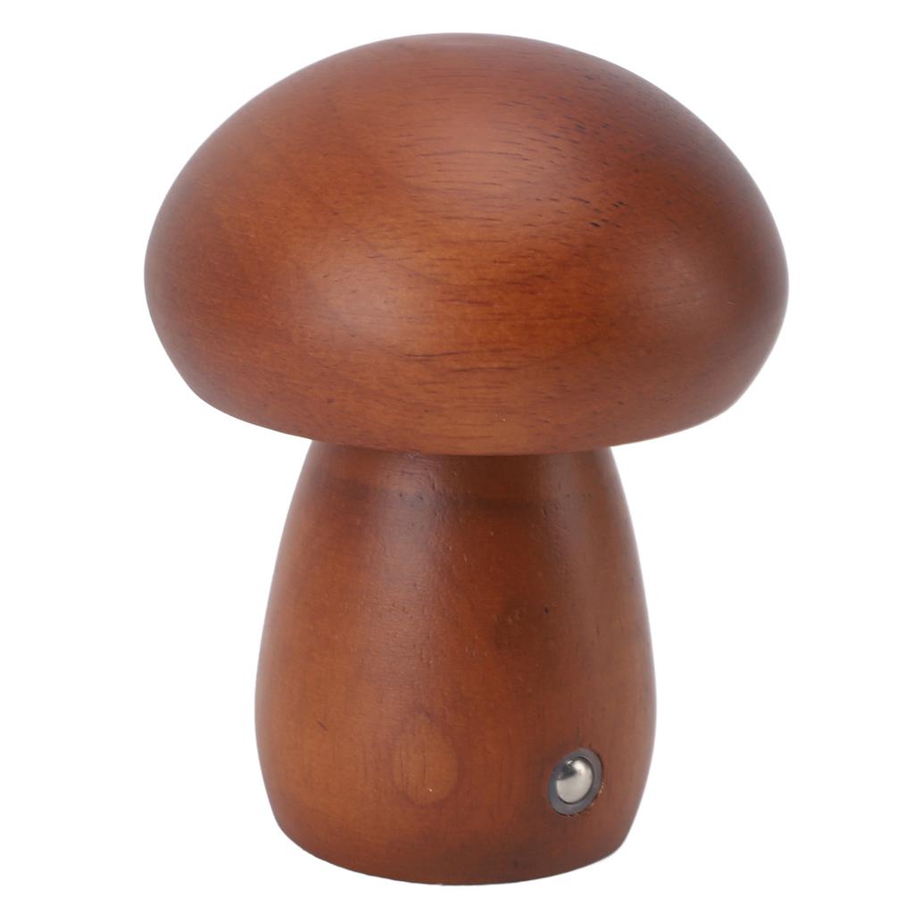 Small Wood Mushroom Lamp USB Charging Cordless Bedside Touch Lamp Portable Dimmable Table Lamp for