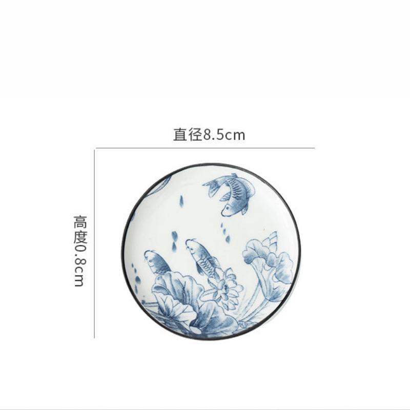 Ceramic Tea Set Coasters Heat-resistant Cup Holders Retro Underglaze Blue and White Porcelain Tea Ceremony Accessories