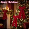 Christmas Bowknot Pendant Hanging Xmas Ornament DIY Home Party Christmas Tree Decorations Velvet Bow Burgundy Style Supplies