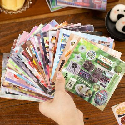 20Sheets/Pack Art Paper Foods Decorative Sticker DIY Cartoon Scrapbooking Handbook Sticker Back Adhesive Material Phone Stickers