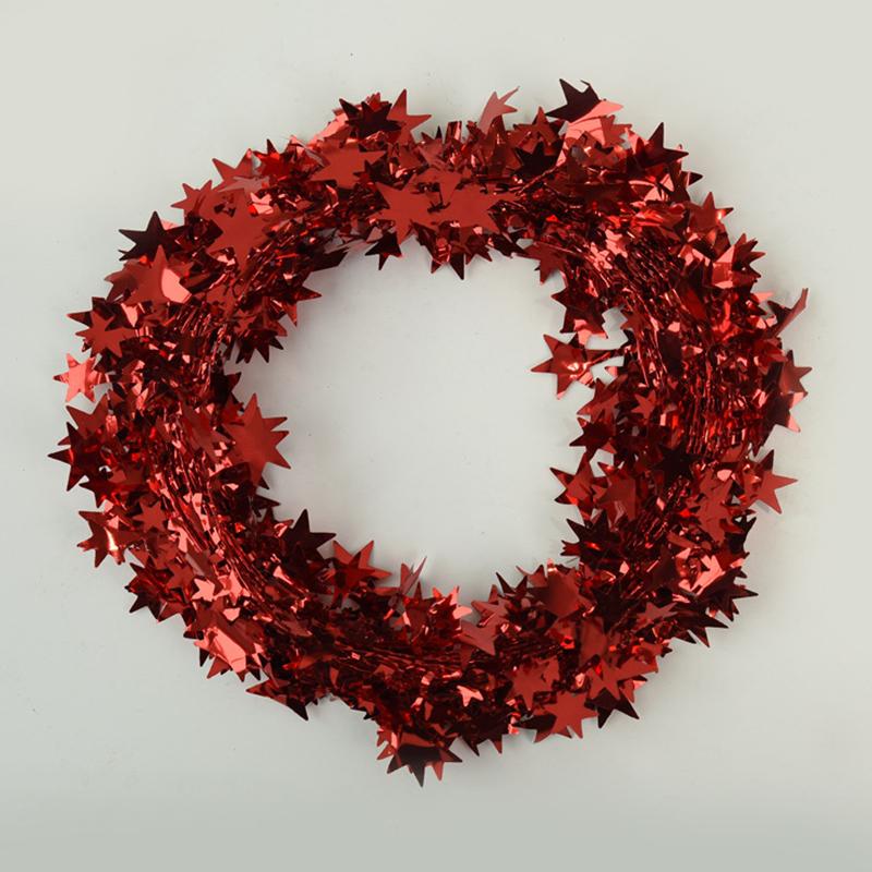 

7.5m Christmas Wreath Decorative Iron Wire Star Aluminum Foil Drawstring Ribbon Christmas Tree Decorative Performance Props красный