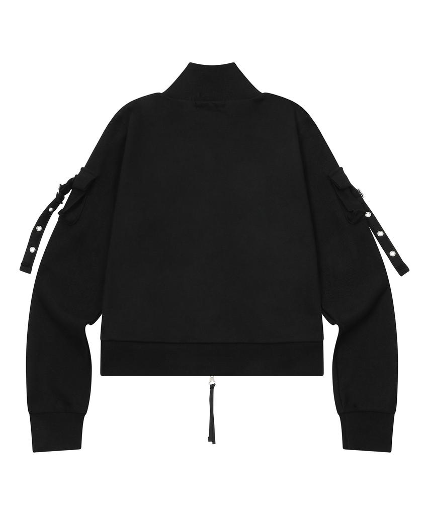 MUCENT Tove Metal Logo Heart Patch High-Neck Zip-Up Sweatshirt (2 Colors)