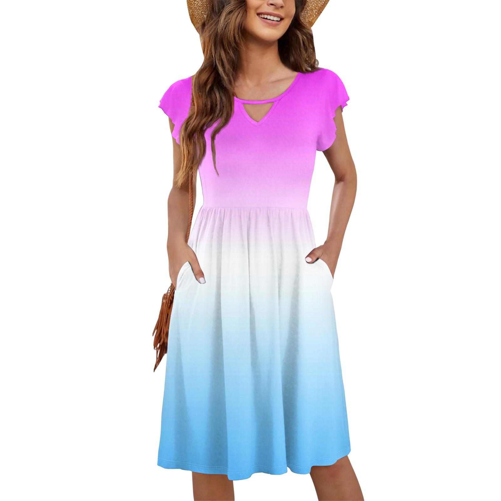 

Женское повседневное модное сексуальное платье с V-образным вырезом и оборками на рукавах с градиентом XXL