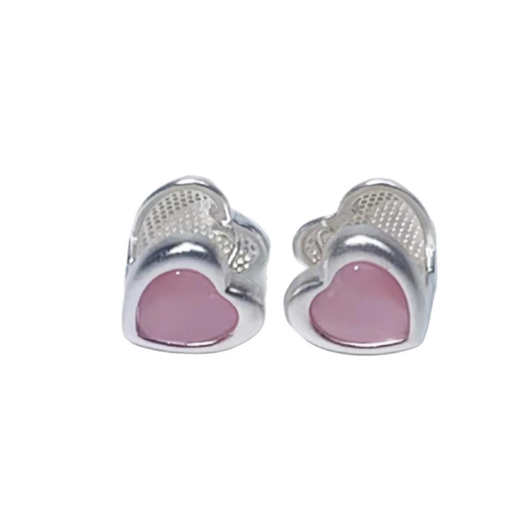 Pink Heart Korean Ear Studs for Women - High-End Luxury Design, Versatile and Elegant Jewelry Piece.