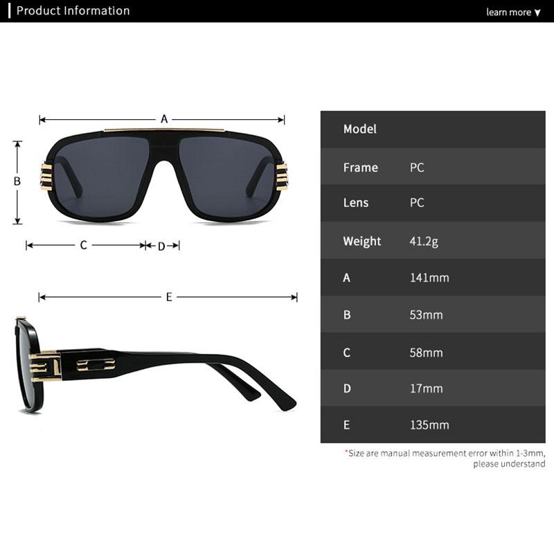 Oversized Vintage Pilot Sunglasses Big Frame Women Men Luxury Designer Sun Glasses Punk Metal Rivet Shades