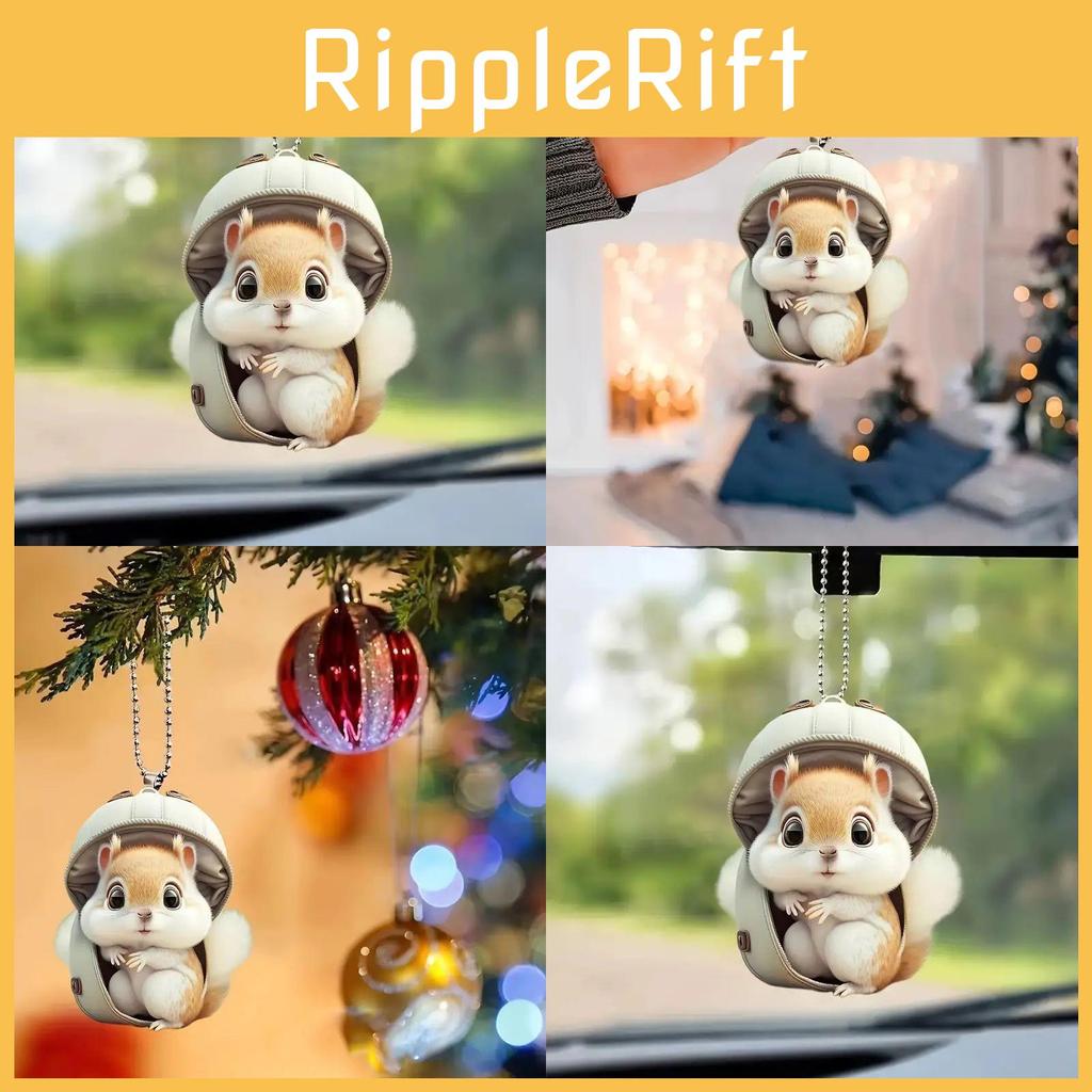 Squirrel Acrylic Car Hanging Ornament Gift For Couples Car Interior Decoration