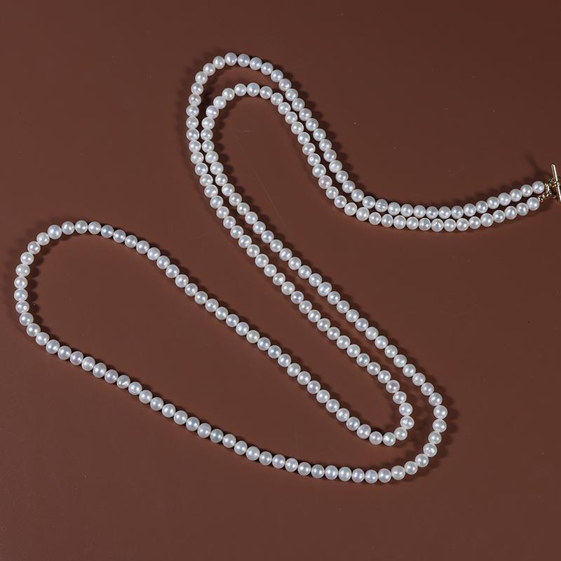 Classic Jewelry Design 120cm Natural Freshwater Pearl Sweater Chain Long Wear 6mm Round Pearls