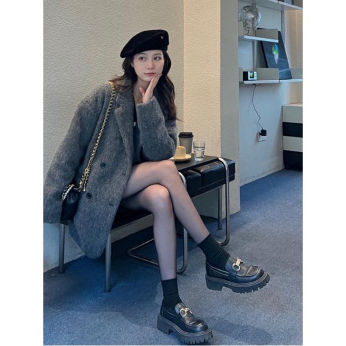 Petite Grey Woolen Short Coat - Women s Autumn/Winter 2026 Style XL