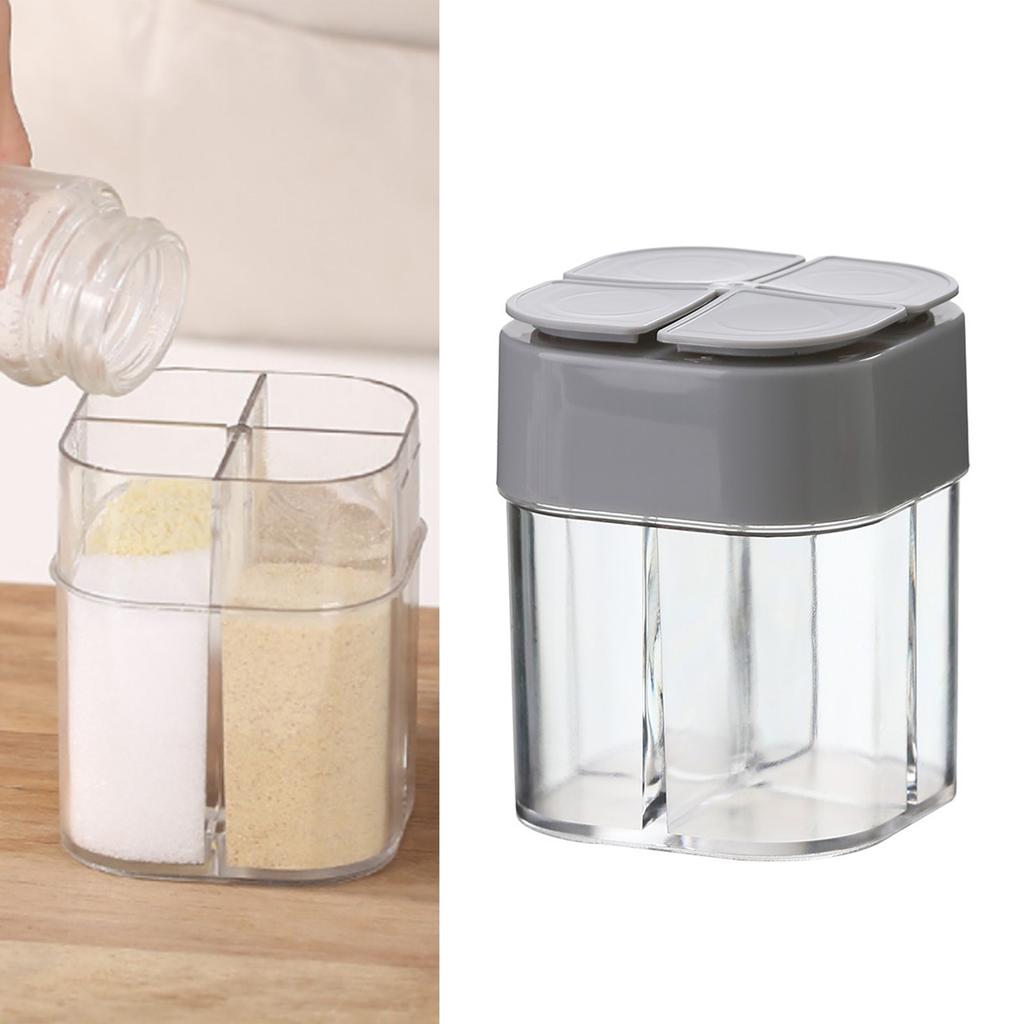 4 Compartment Seasoning Box Multifunctional Portable Dustproof Sealing Clear Spice Storage Container for Kitchen Supplies