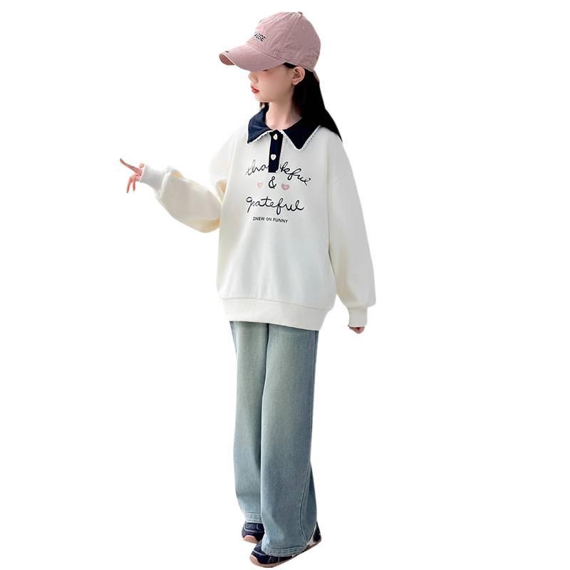 Vielseitiges Mädchen-Sweatshirt mit stilvollem Polokragen - Herbst- und Frühjahrsmode