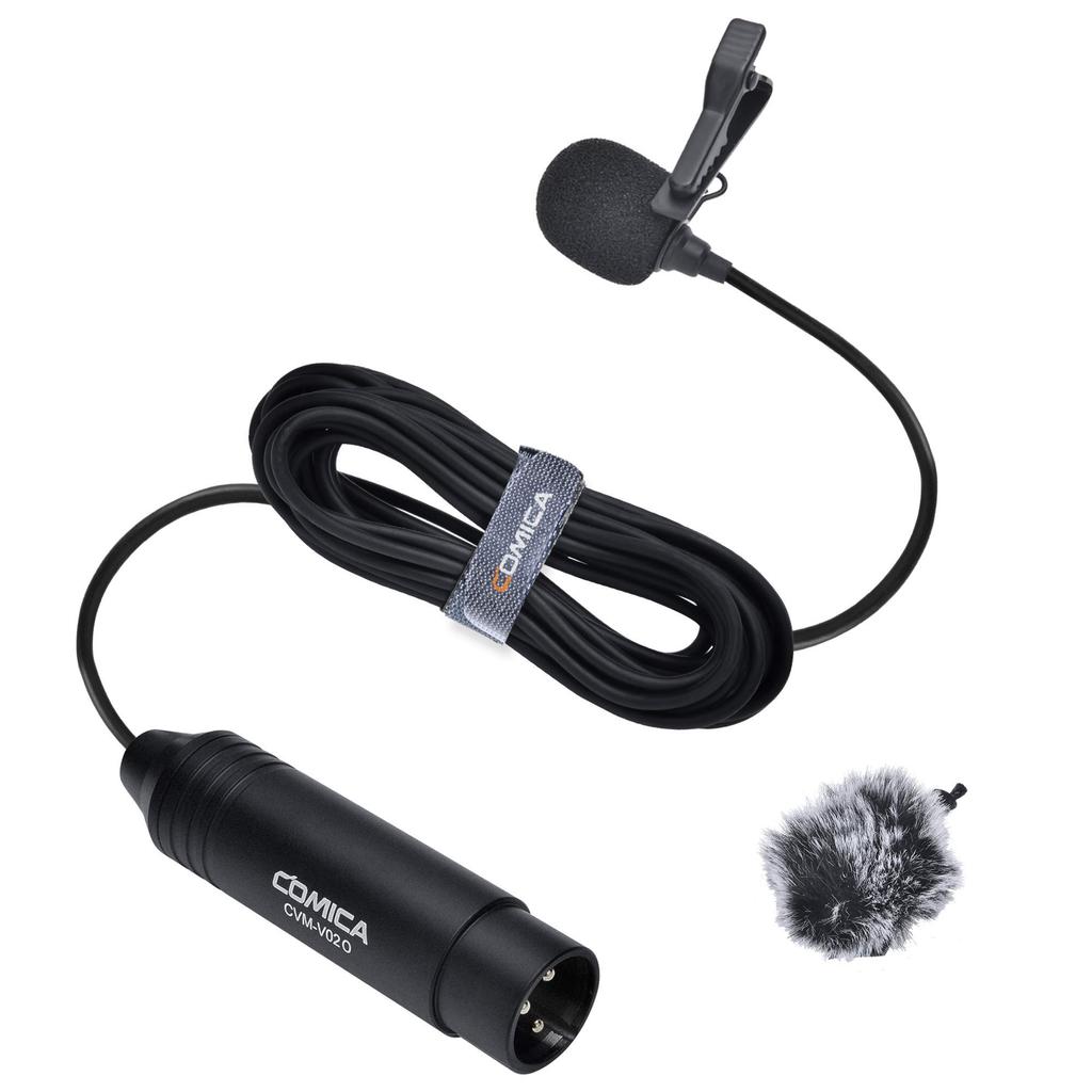 COMICA XLR Lavalier Microphone Omnidirectional Microphone with 48V Phantom Power for and Panasonic Zoom and Tascam and Video Recorders (1.8M) -