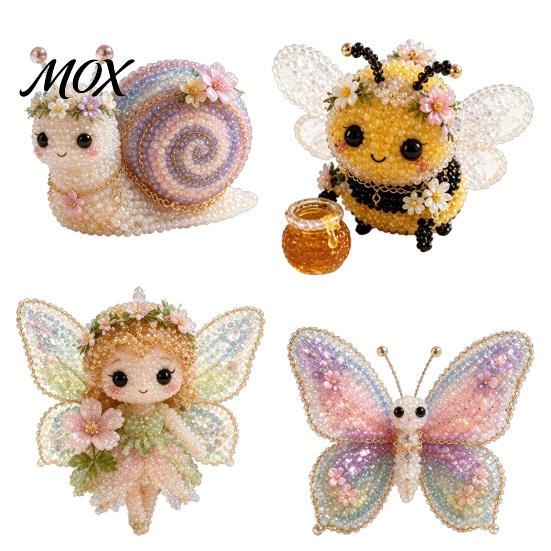 DIY Beading Animal Kit 1 Set 3D Beaded Kit, Art Crafts with Handmade Instructions, Insect Bird Fairy for Kids Adults Beginners Collectible Bead