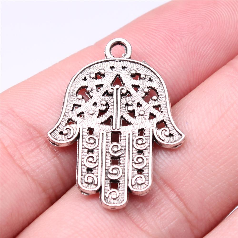 10pcs Charms Hamsa Hand Antique Silver Color Hamsa Hand Charms Pendants For Bracelets Lufthansa Hand Charms Wholesale