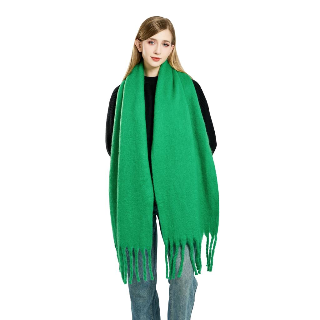 Versatile mohair solid color scarf women's winter thickening simple warmth enlarged shawl scarf