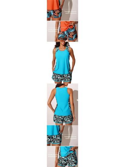 Sporty European-American Style Split Print Tankini: Fat-Concealing Boxer Brief Two-Piece Swimsuit (2026).