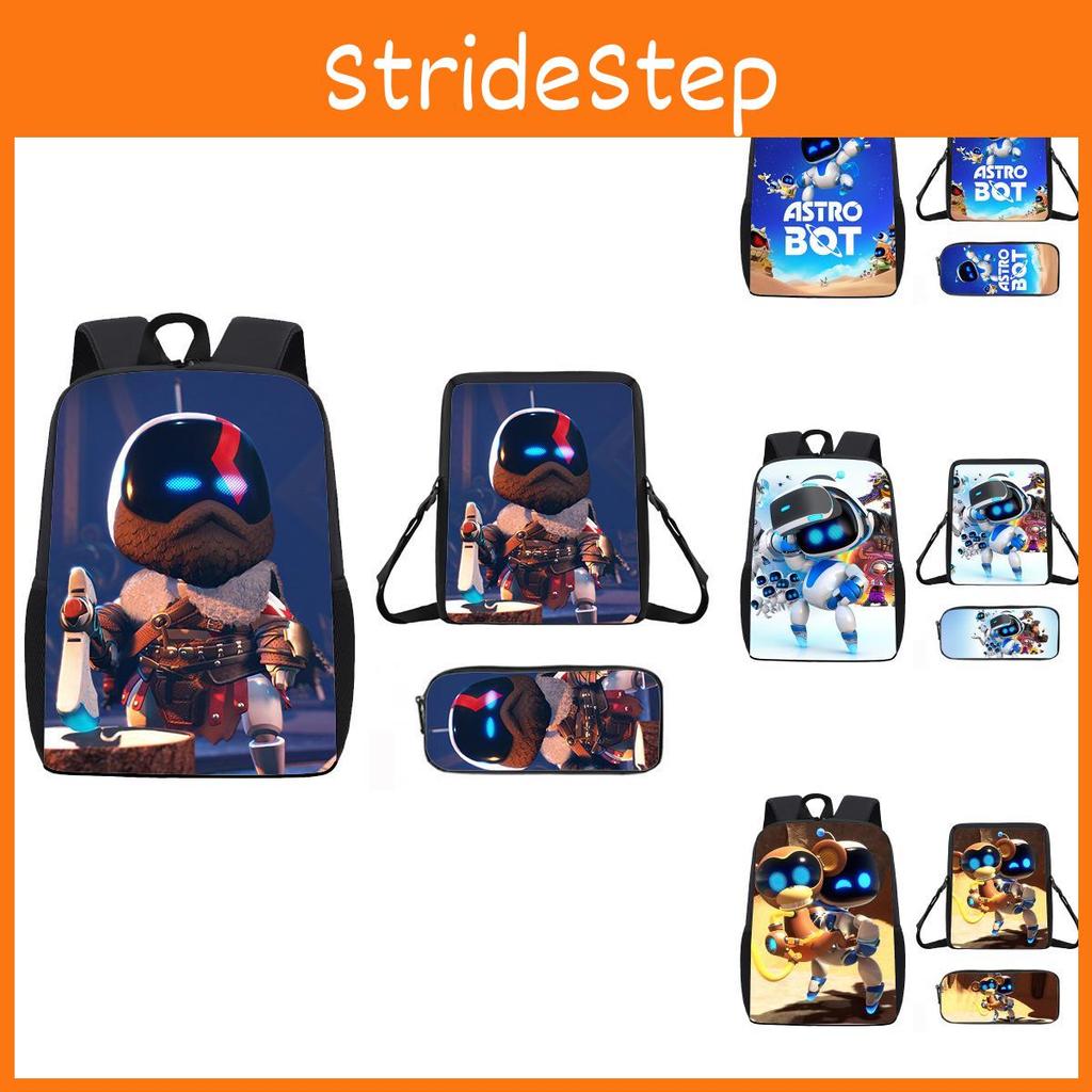 Astro Bot Cartoon Pattern Backpack Shoulder Bag Pencil Case Three Set Piece