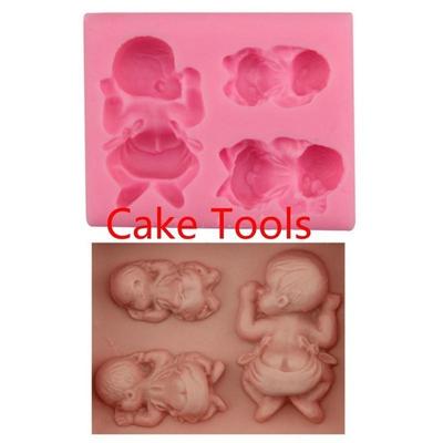 3-gniazdowy DIY Śpiące Dziecko Fondant Silikonowa Forma do Ciasta Mydło 3D Babeczka Galaretka Cukierki Czekolada Dekoracja Formy do Pieczenia