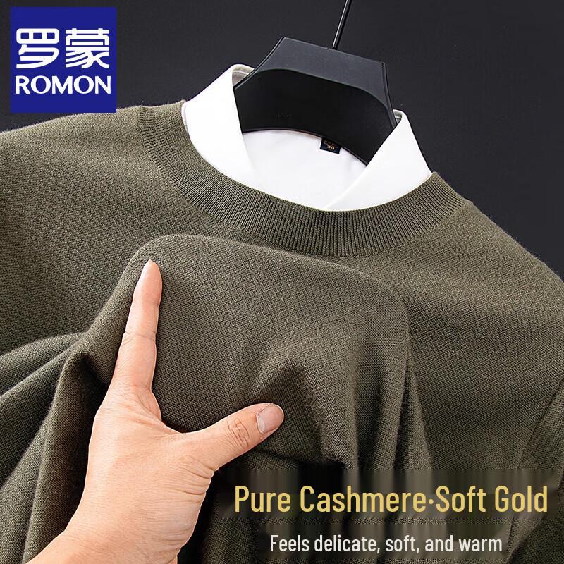 Romon Men's 100% Cashmere Round Neck Sweater