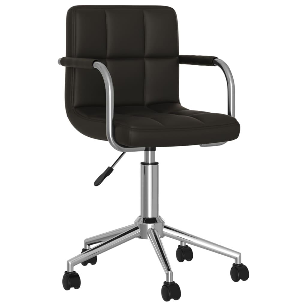 Vidaxl Swivel Office Chair, Black, Upholstered with Faux Leather