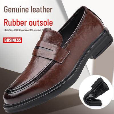 Men's New Versatile High-End Genuine Leather Casual Business Toe Shoes