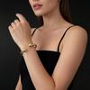 Women's Light Luxury Electroplated Gold Open Cuff Bracelet – High-End Metal Wristband Jewelry.
