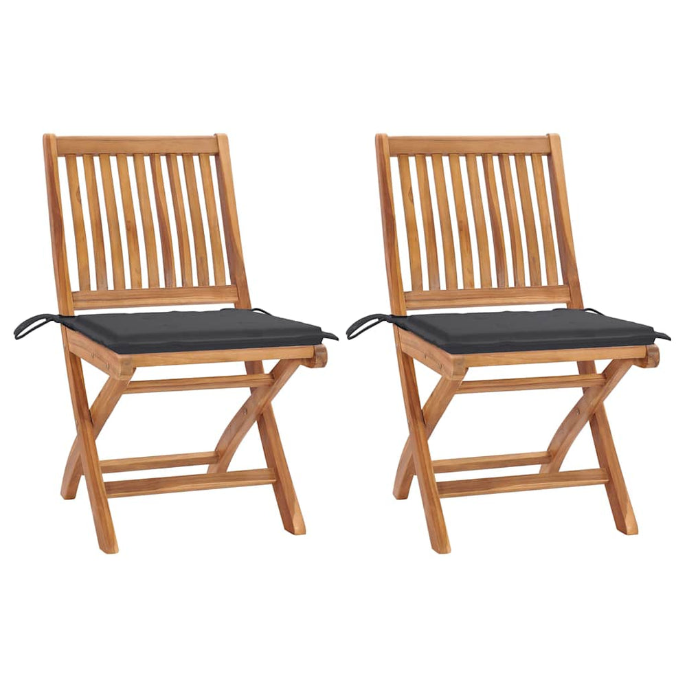 Garden Chairs Set of 2 and Cushions Teak Wood