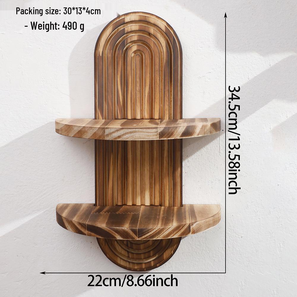 Creative Oval Solid Wood Wall Shelf - Home Living Room Decor