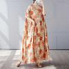 Simple and Fashionable Long Skirt Summer Short Sleeved Round Neck Printed Dress