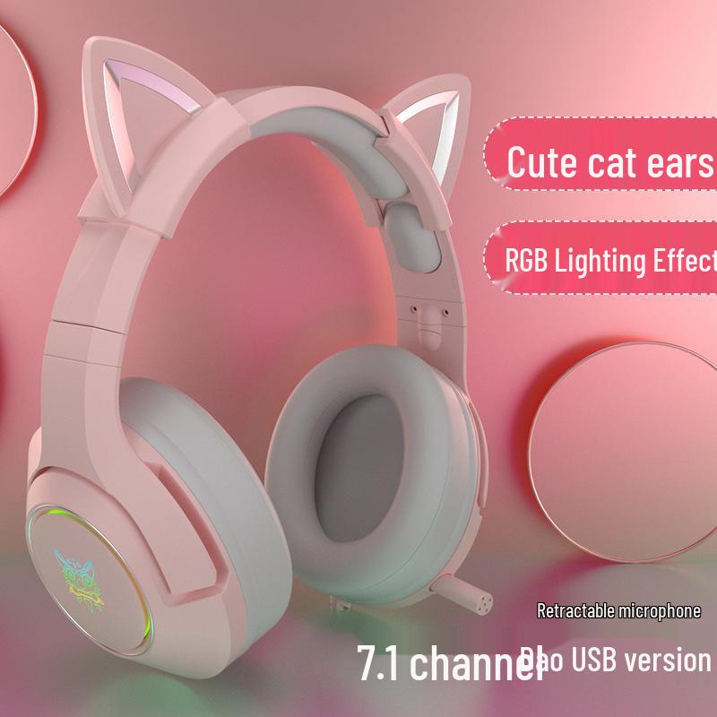ONIKUMA K9 Cat Ear Noise-Cancelling Gaming Headset, 7.1 Wired for PC & Mobile