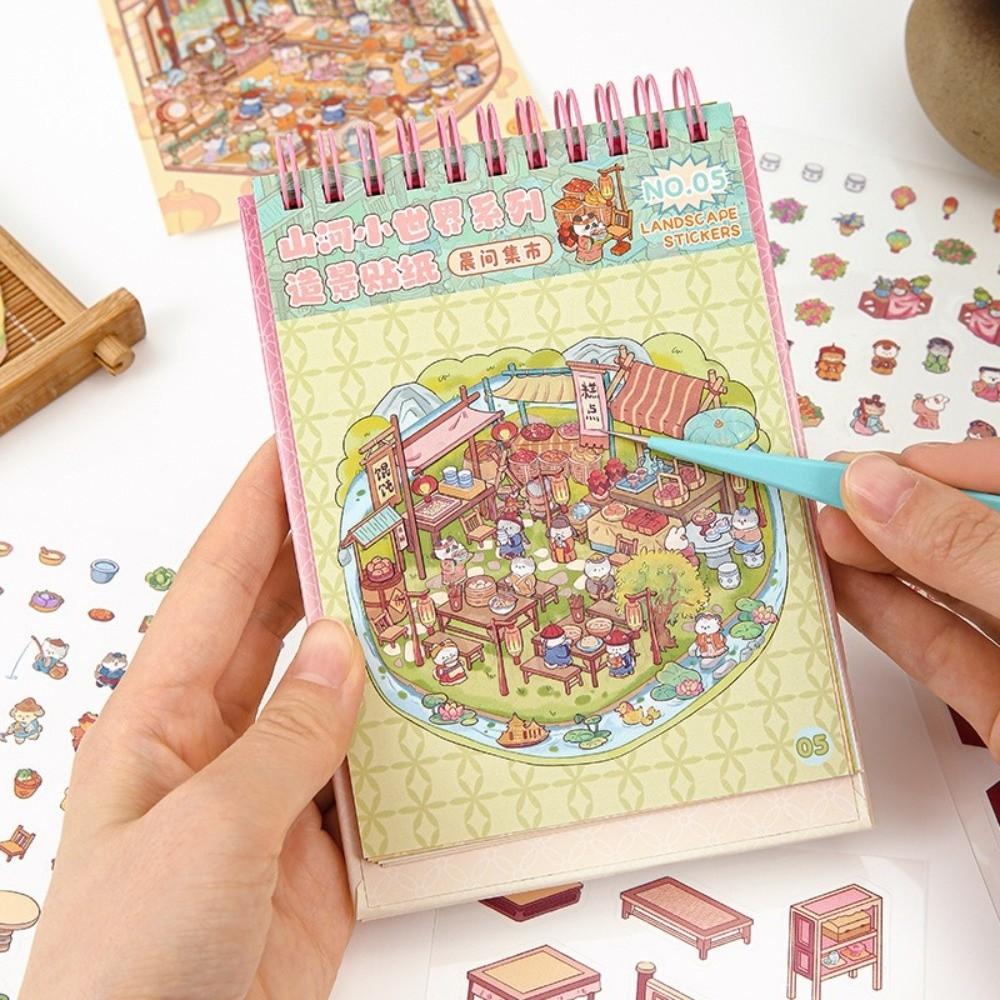 Mini Size 3D Landscape Sticker PET Pocket Sticker Book New DIY Sticker Books  For Kid Children