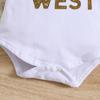 1-18 Months Baby “Wilder Than The West” Print Cotton Bodysuit Short Sleeve Jumpsuit Onesie