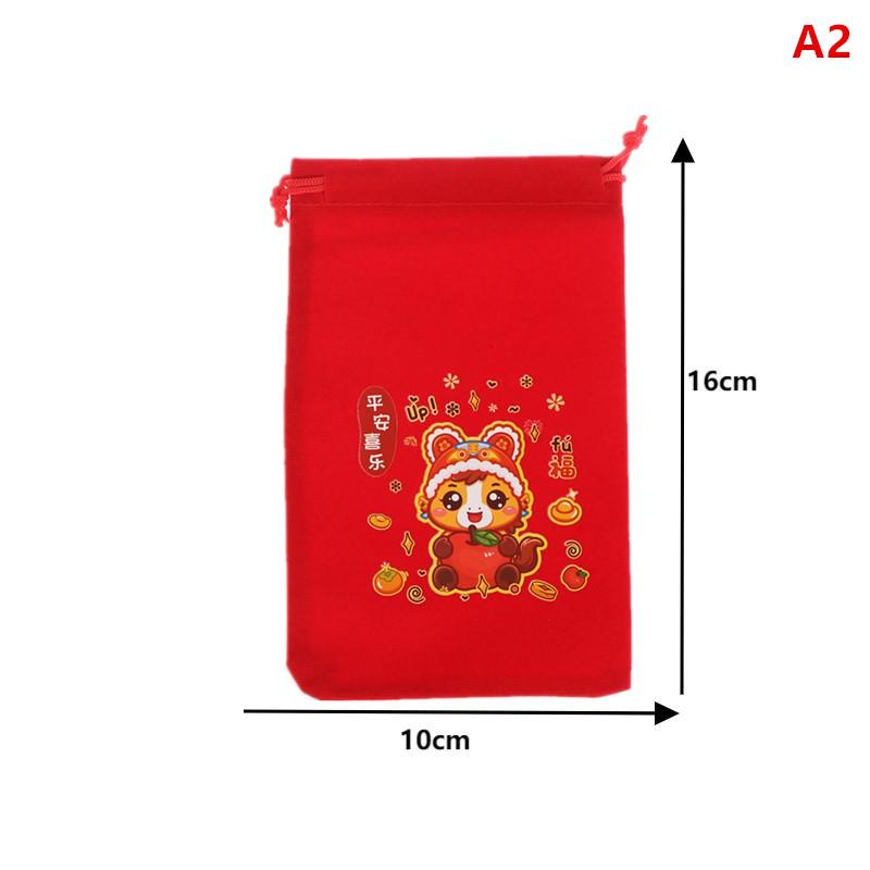 1Pcs Red Year Of The Horse Bags Drawstring Chinese Zodiac Gift Pouch Candy Snack Wrapping Bag China Yesr Party Favors Decor